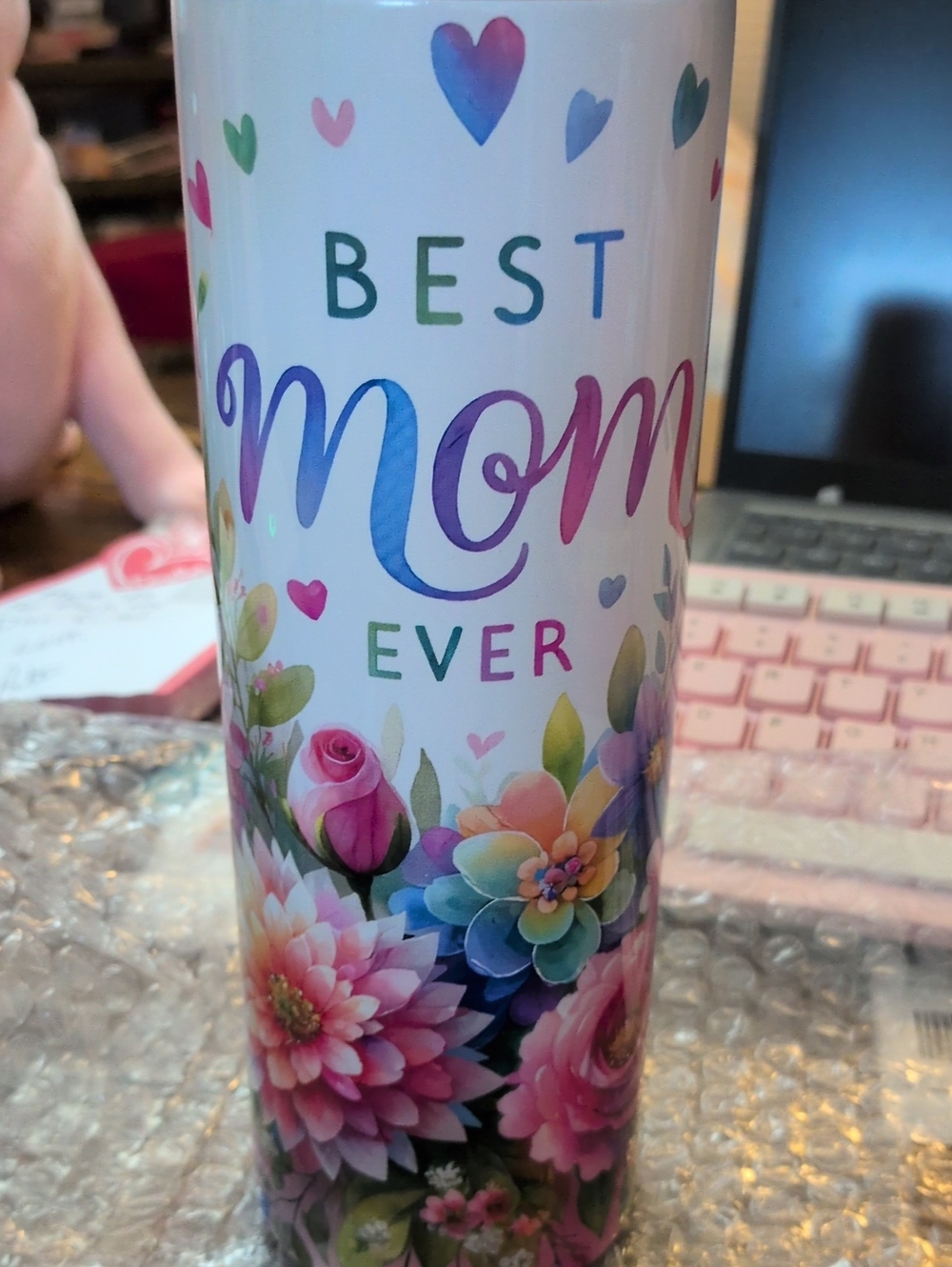 Best Mom Ever Floral Stainless Tumbler - Multicolor New
